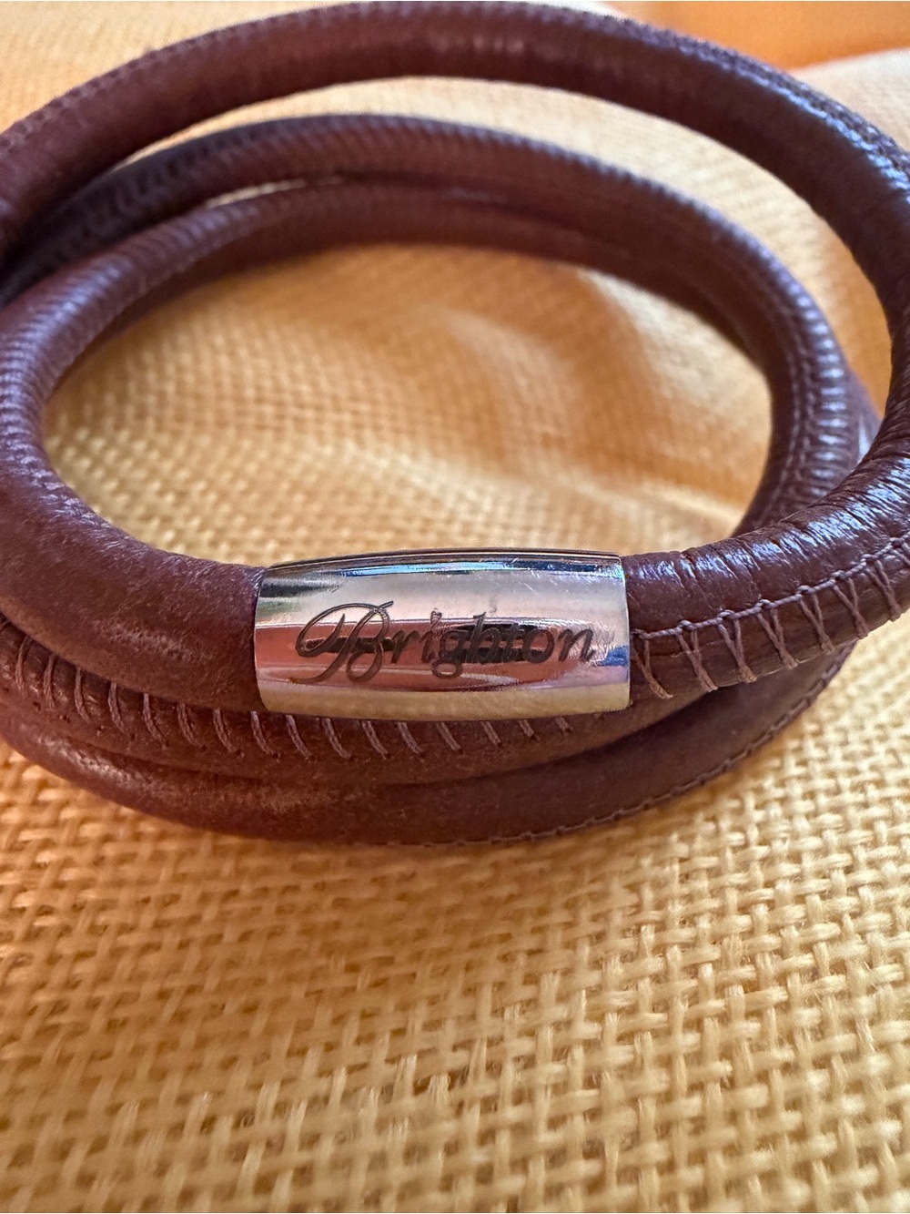 Brighton Woodstock Brown Triple Wrap Leather Bracelet